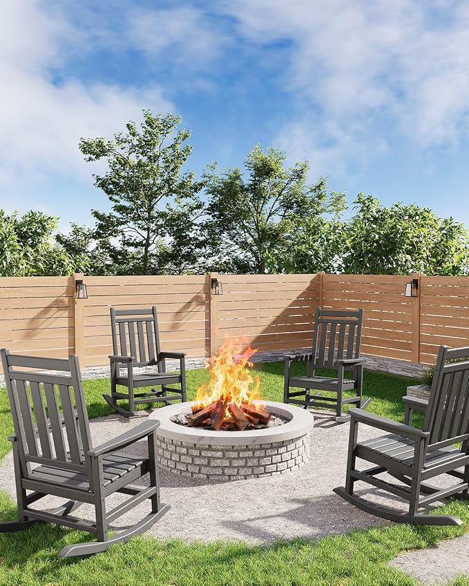 HDPE Rocking Chair Outdoor Set of 4 by Garvee