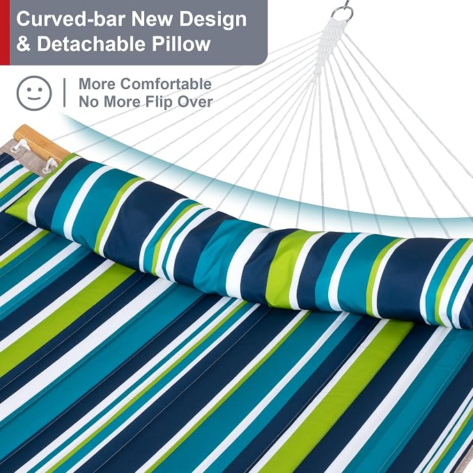 Hammock with Stand for Outside, Double Hammock with Stand, Pillow and Portable - Image 4