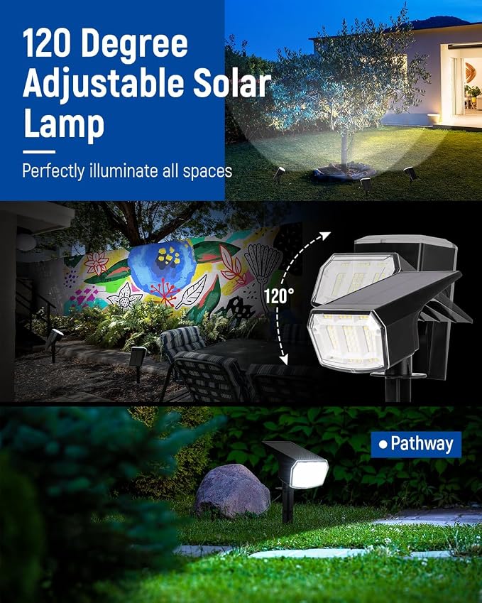 Solar Spot Lights Outdoor IP67 Waterproof 6 Pack, 63 LED 3 Modes Solar - Image 4