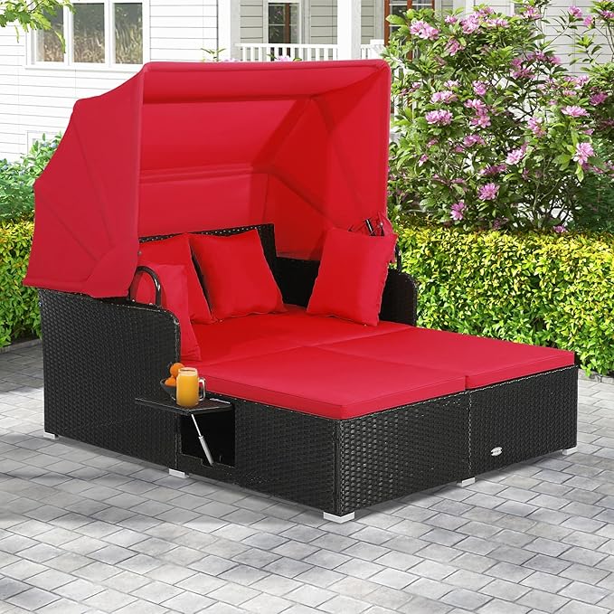 ORALNER Outdoor Daybed, 2-Person Wicker Patio Sofa by ORALNER