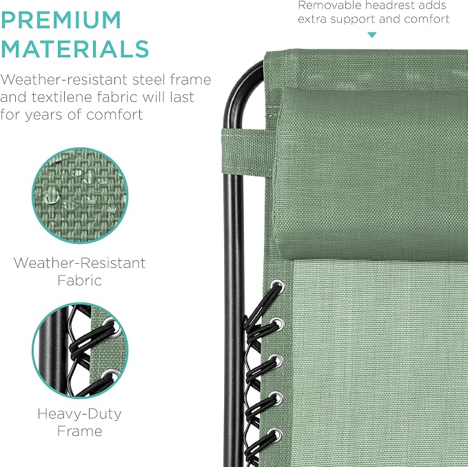Best Choice Products Set of 2 Adjustable Steel Mesh Zero Gravity Lounge Chair - Image 7