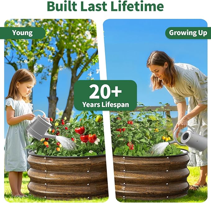 Kesfitt Round Metal Raised Garden Bed, 12-Inch Deep Galvanized Steel Garden Bed - Image 8