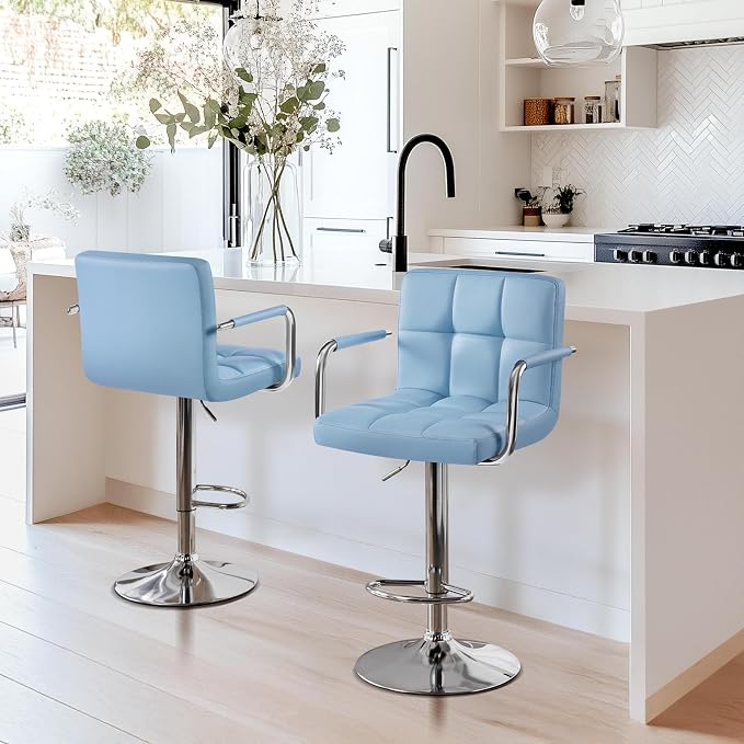 Yaheetech Bar Stools Set of 2, PU Leather Adjustable Swivel Barstools, - Image 2