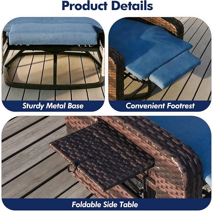 Outdoor Recliner Chair, Wicker Patio Recliners - Image 7