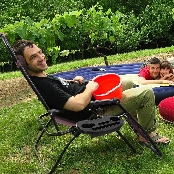 Homall Zero Gravity Patio Folding Lawn Chairs Outdoor Gravity Camp Reclining - Image 2