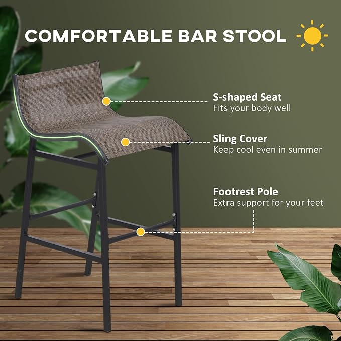 Outsunny 3 Piece Bar Height Outdoor Bistro Set - Image 3
