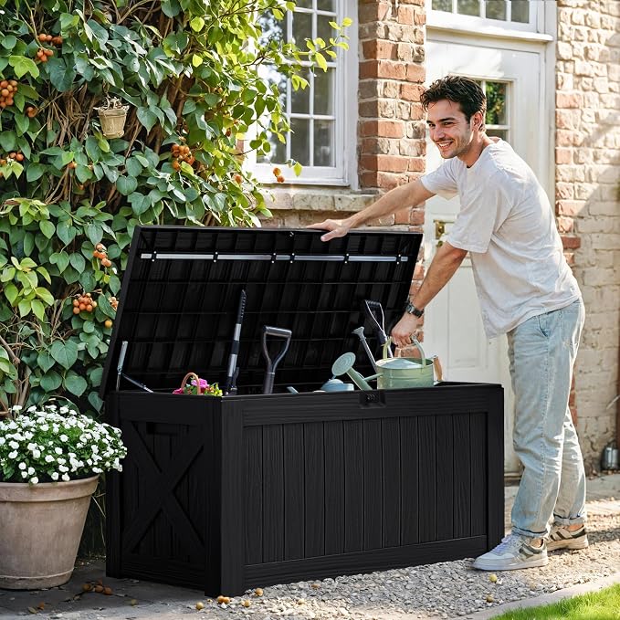 Greesum 120 Gallon Deck Box, Resin Outdoor Storage Container - Image 2