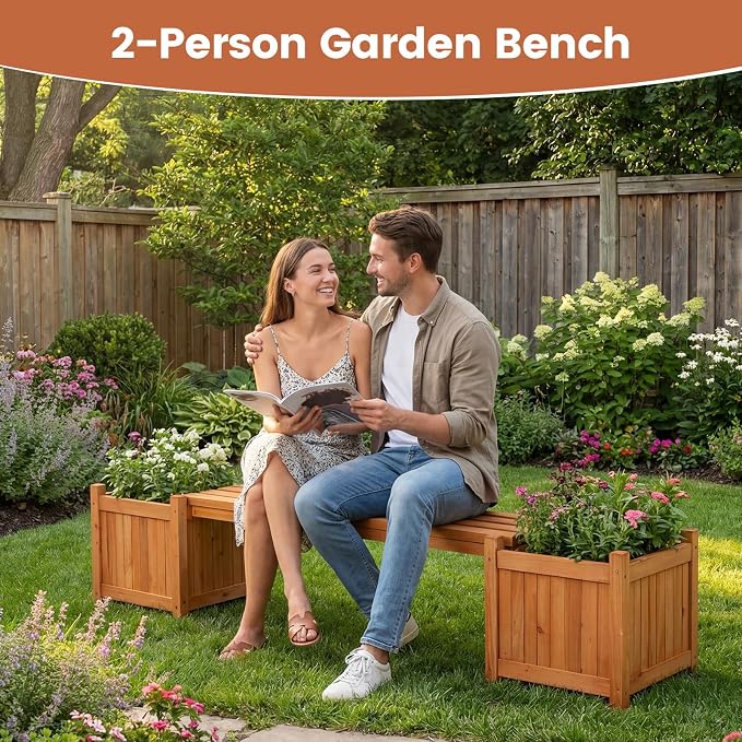 Giantex 2-in-1 Outdoor Bench - Image 2