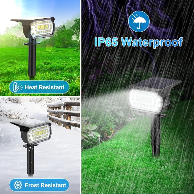 Solar Spot Lights Outdoor, Solar Lights Outdoor IP65 Waterproof, 3 Modes Solar - Image 5