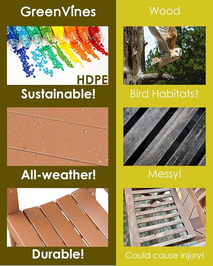 GREENVINES Outdoor Dining Chair | HDPE | Patio Chairs | All-Weather | Teak - Image 6