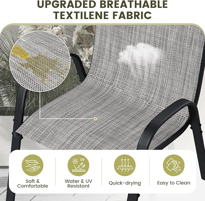 UDPATIO Patio Chairs Set of 8, Stackable Outdoor Dining Chairs - Image 5