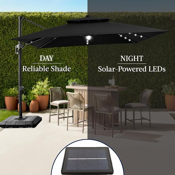 Best Choice Products 12x12ft LED Cantilever Patio Umbrella w/Base Included & - Image 6