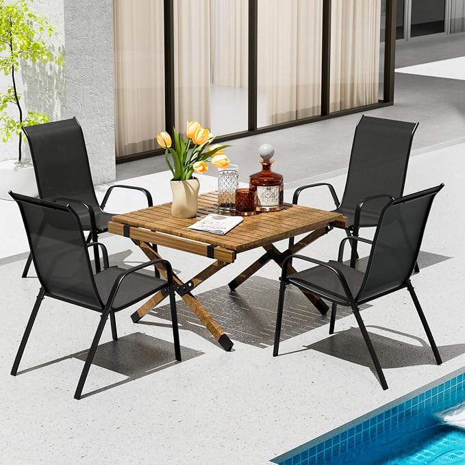 TLSUNNY Patio Chairs, Stackable Textilene Outdoor Dining Furniture - Image 2