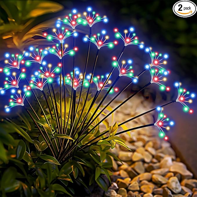 Solar Garden Lights 2 Pack Waterproof Swaying Starburst Light Solar Outdoor by Slyuexu