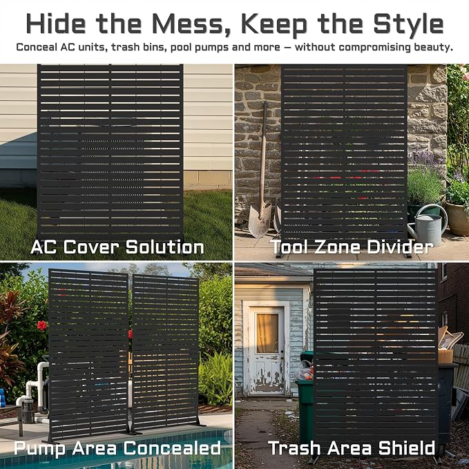 72" H Metal Outdoor Privacy Screen – Freestanding Rustproof Louvered Fence Panel - Image 7
