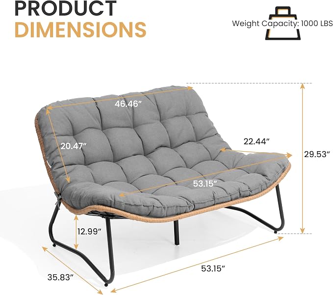 Crestlive Products Outdoor Loveseat 2PCS, Patio Conversation Set, All-Weather - Image 2