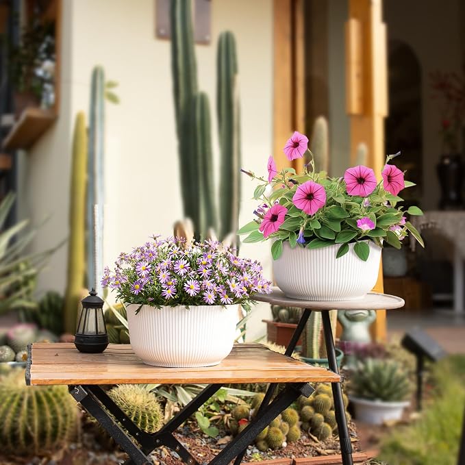 T4U 12 Inch Large Self Watering Plant Pots, Wide Self Watering Planter - Image 4