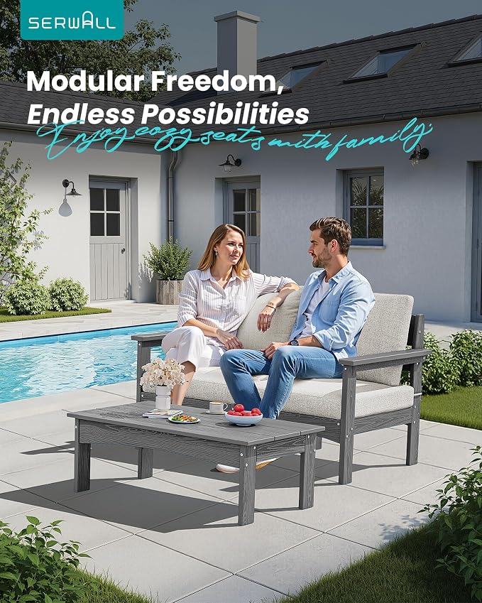 SERWALL 3 Pieces Patio Sofas, All-Weather Outdoor Couch Sectional Set, Patio - Image 3