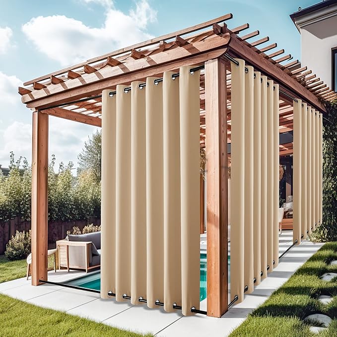 NICETOWN 2 Panels Waterproof Patio Outdoor Curtains & Drapes, Windproof Thermal - Image 2
