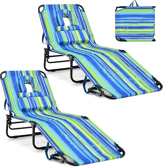GYMAX Tanning Chair, 350lbs Beach Lounge Chair by GYMAX