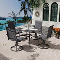 MELLCOM 5 Pieces Outdoor Dining Set, 4 Swivel Rocker Chairs by MELLCOM