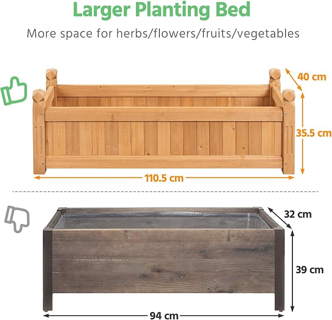 Yaheetech 43.5″ L×16″ W×14″ H Wooden Raised Garden Bed, Horticulture Wood - Image 6