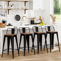 WENTMENT Metal Bar Stools Set of 4 Counter Height Barstools by WENTMENT