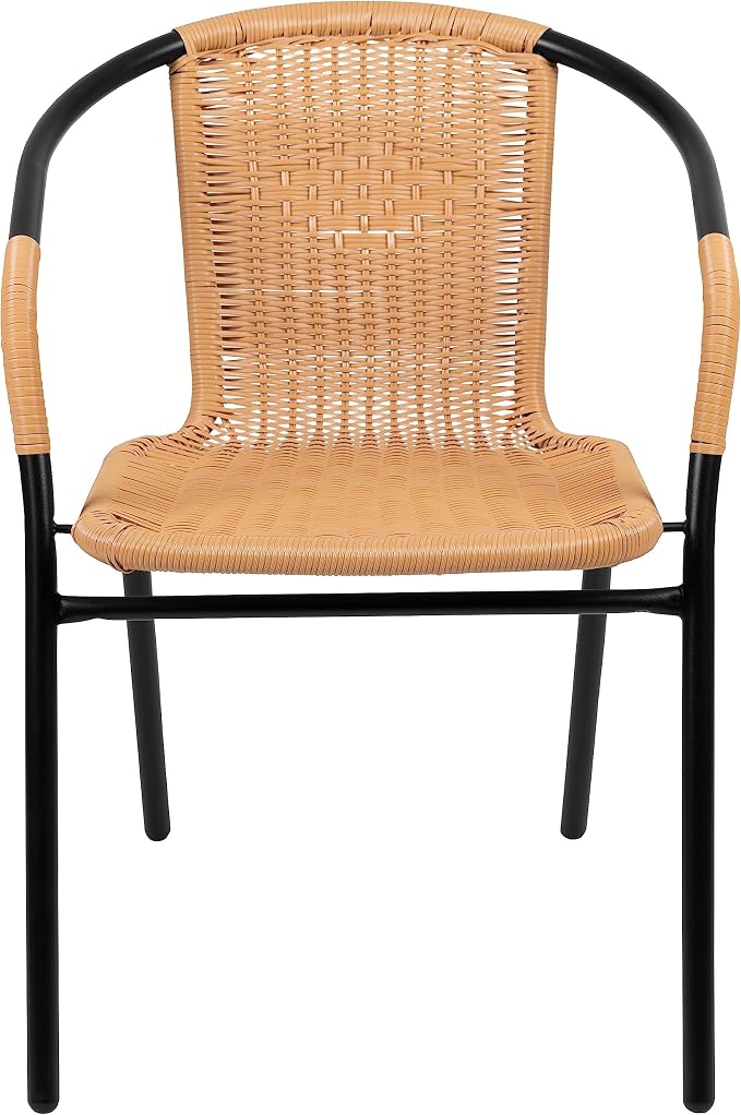 EMMA + OLIVER Set of 2 Modern Rattan Indoor/Outdoor Stack Chairs, Stacking - Image 7