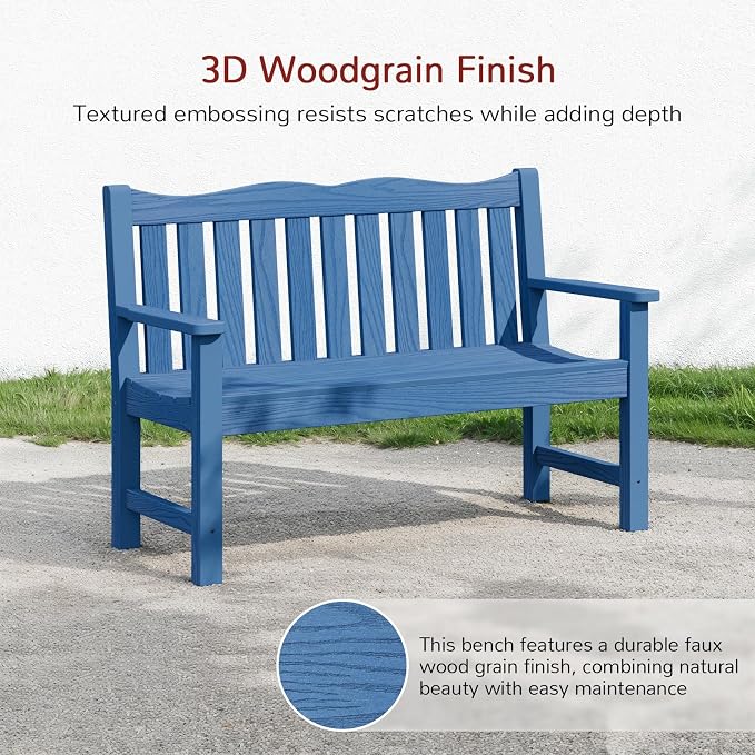 Stoog Outdoor Bench, 2-Person All-Weather HIPS Plastic Garden Bench - Image 6