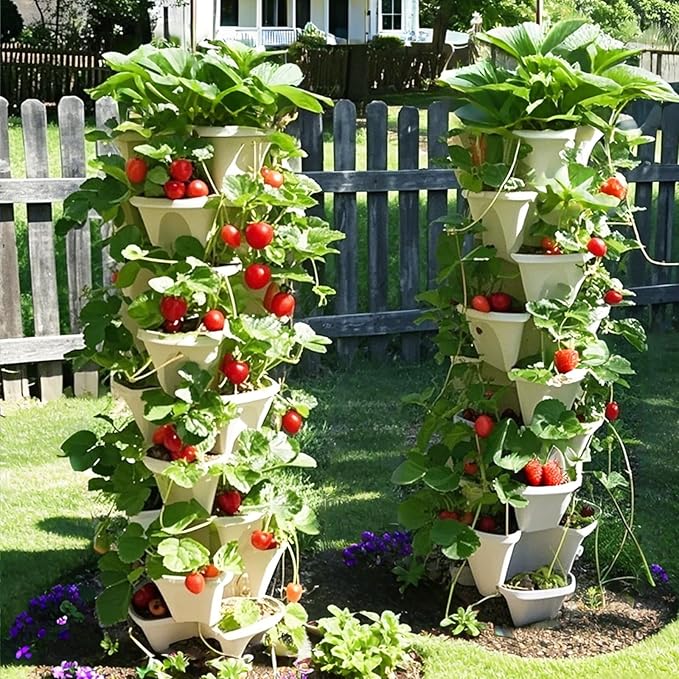 Strawberry Planters, 7 Tiered Vertical Stackable Planter, Herb Stacking Tower - Image 8
