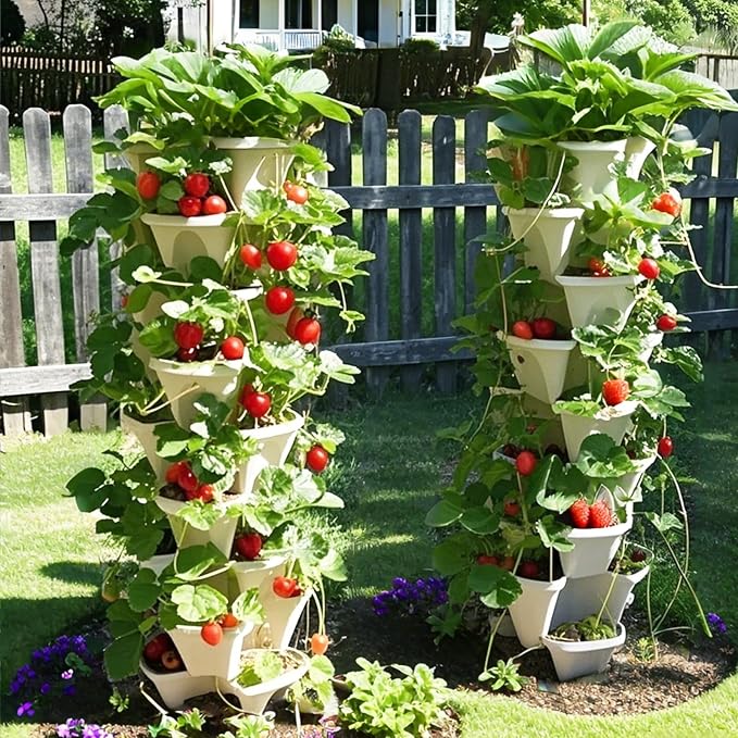 Strawberry Planters, 7 Tiered Vertical Stackable Planter, Herb Stacking Tower - Image 7