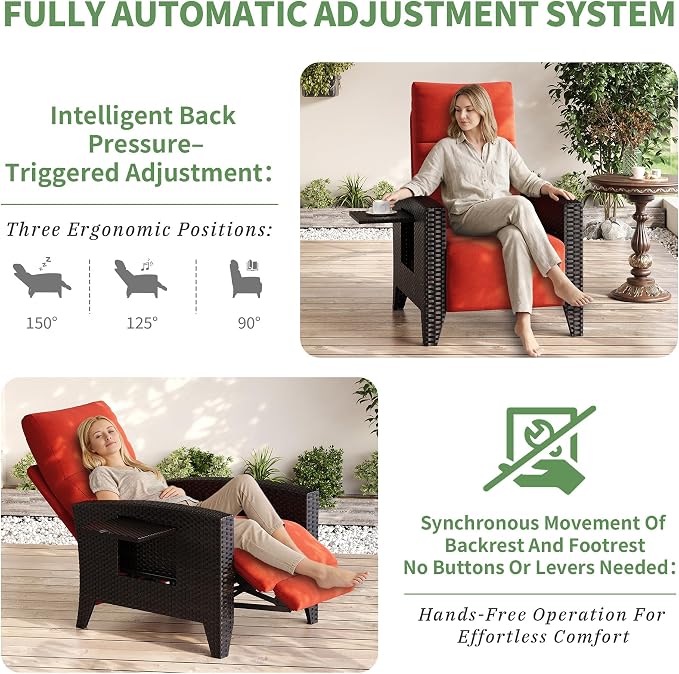 IDEALHOUSE Wicker Outdoor Recliner Reclining Patio Chairs - Image 6