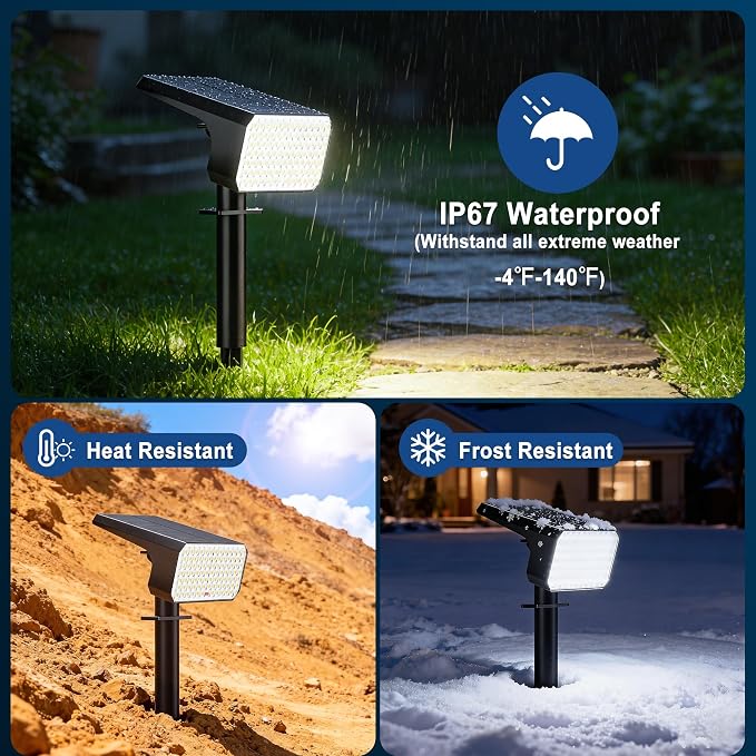 LANSOW Solar Spot Lights Outdoor Waterproof IP67, Solar Landscape Spotlights - Image 4