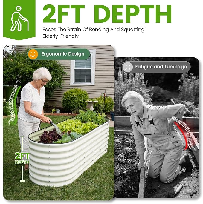 Galvanized Raised Garden Bed Outdoor 24'' Deep | Oval Metal Garden Beds - Image 2
