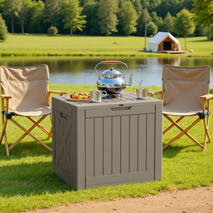 Patiowell 43 Gallon Resin Deck Box, Outdoor Storage Box - Image 6