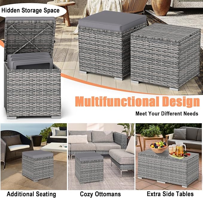 RELAX4LIFE Wicker Outdoor Storage Ottoman - Image 6