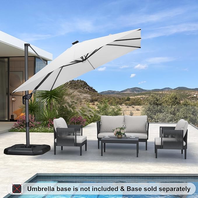 PURPLE LEAF 10 Feet Patio Umbrella Outdoor Cantilever Solar Powered LED Square - Image 2