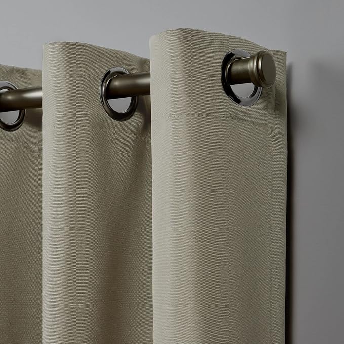 NICOLE MILLER NEW YORK Canvas Indoor/Outdoor Grommet Top Curtain Panel Pair - Image 3