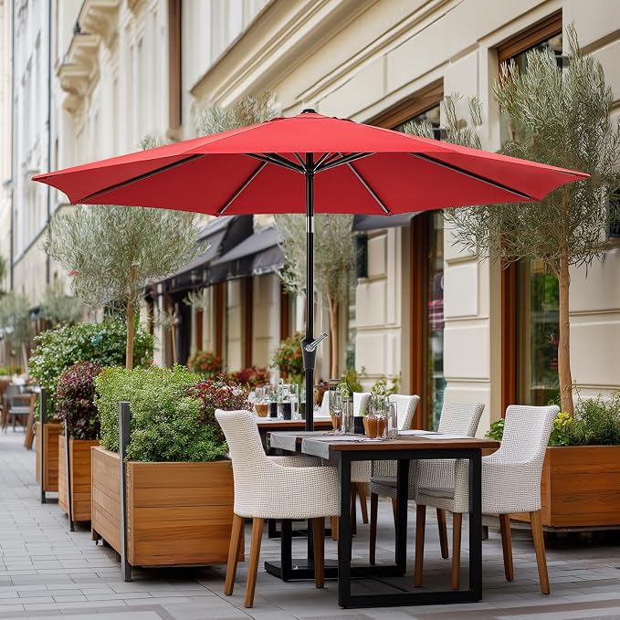 OLIXIS 9ft Patio Umbrella with Tilt and Crank Button & 8 Sturdy Ribs Waterproof - Image 8