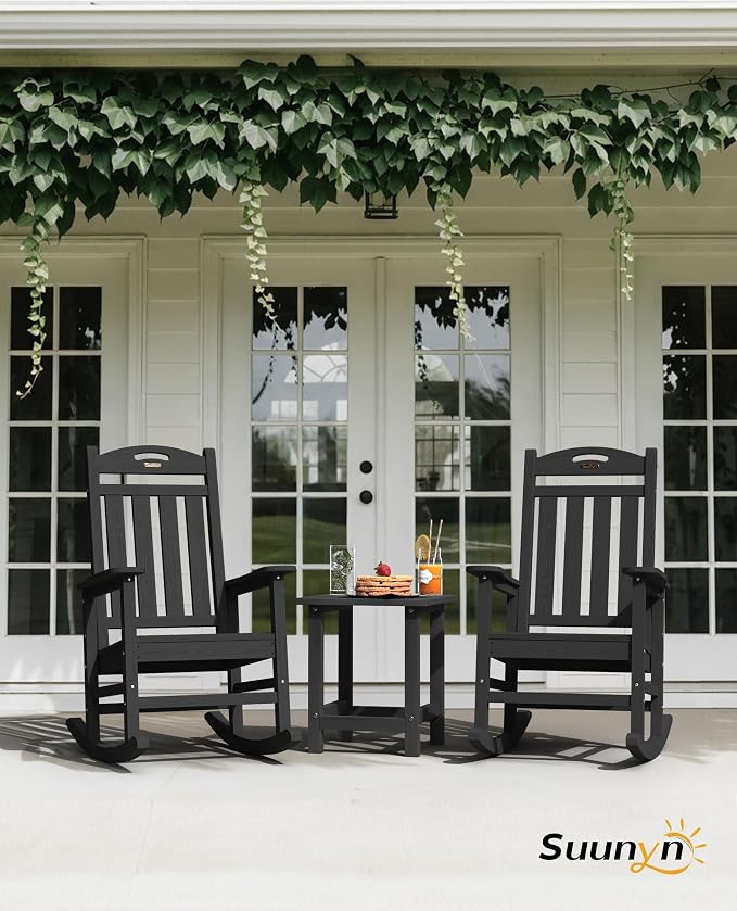 Oversized Outdoor Rocking Chair, High Back Porch Rocker Chair, HDPE All Weather - Image 2