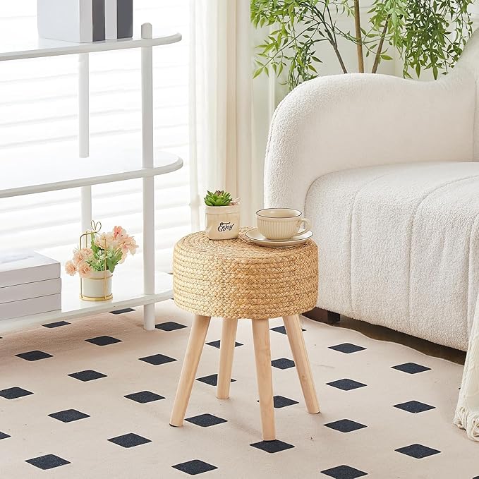 Cpintltr Round Ottoman Footstool Foot Stool Pouf Ottomans - Image 6