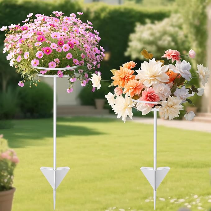 Tellingyou 2 Pack Adjustable Outdoor Flower Pot Stand, Metal Outdoor Plant - Image 2