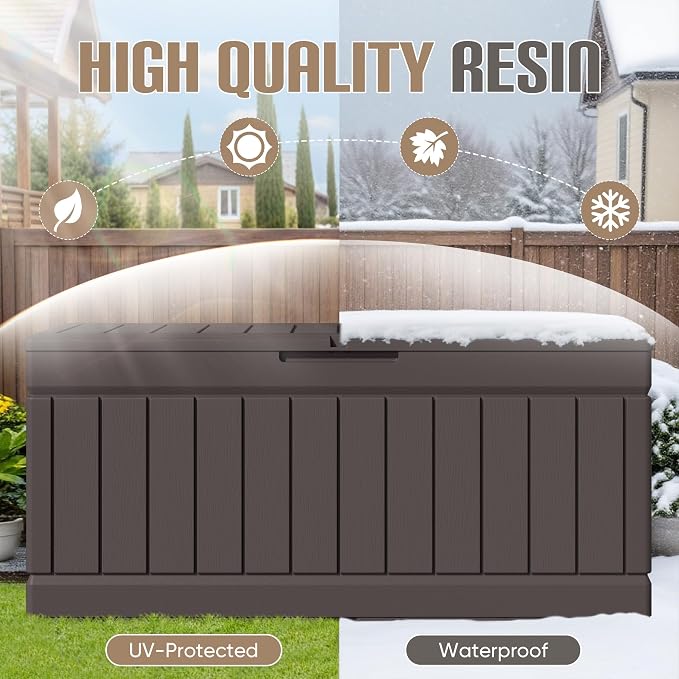JUMMICO 78 Gallon Outdoor Deck Box Large Resin Storage Box - Image 4