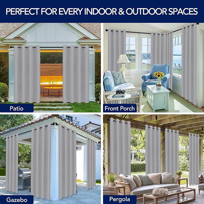PureFit Outdoor Curtains for Patio Waterproof Weatherproof, UV Resistant - Image 5