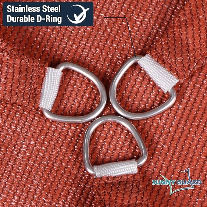 SUNNY GUARD Custom Size 16'x24'x24' Triangle Terra Red UV Block Sunshade - Image 6
