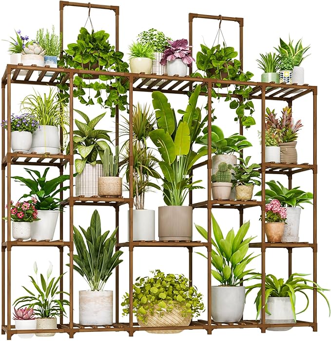 Bamworld Large Plant Shelf Plant Stand Indoor 62.2" Tall Outdoor Plant Holder by Bamworld