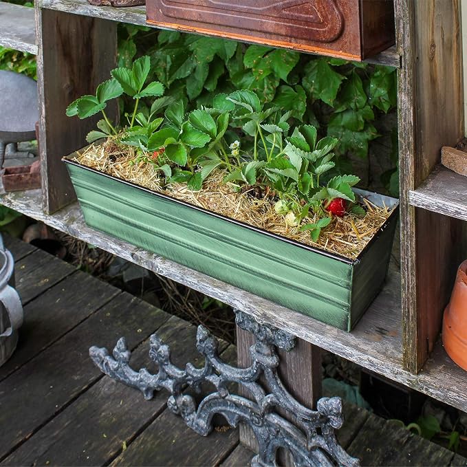 Achla Designs Galvanized Window Flower Box Planter-Green-Small - Image 8