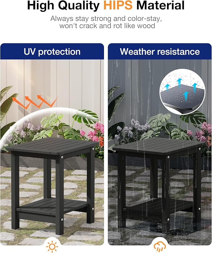 YEFU Outdoor Side Table for Patio: 16" HIPS Weather - Image 5
