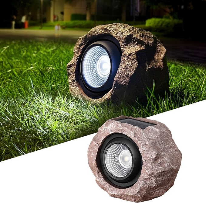 Timeflies Solar Rock Lights Outdoor 1 Pack, Bright Solar Spotlights Outdoor by Timeflies