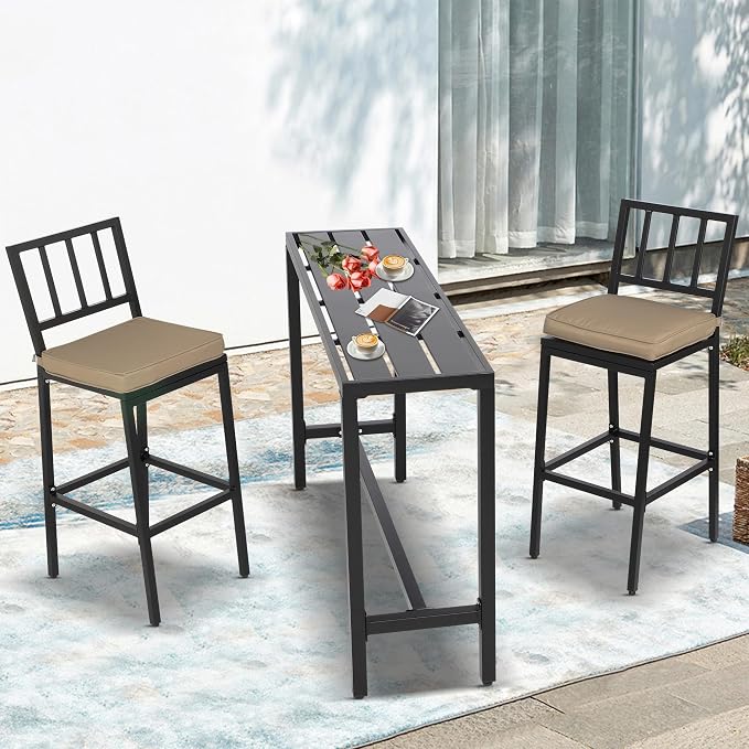 Outdoor Patio Bar Set, Bar Height Patio Dining Set, Weather-Resistant Bistro - Image 6